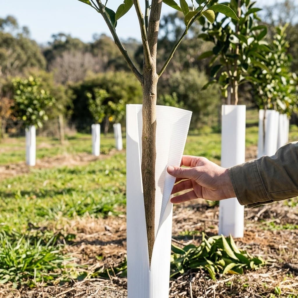 White Citrus Tree Guard Roll of 600 Sleeves 450mm x 170mm – 200um