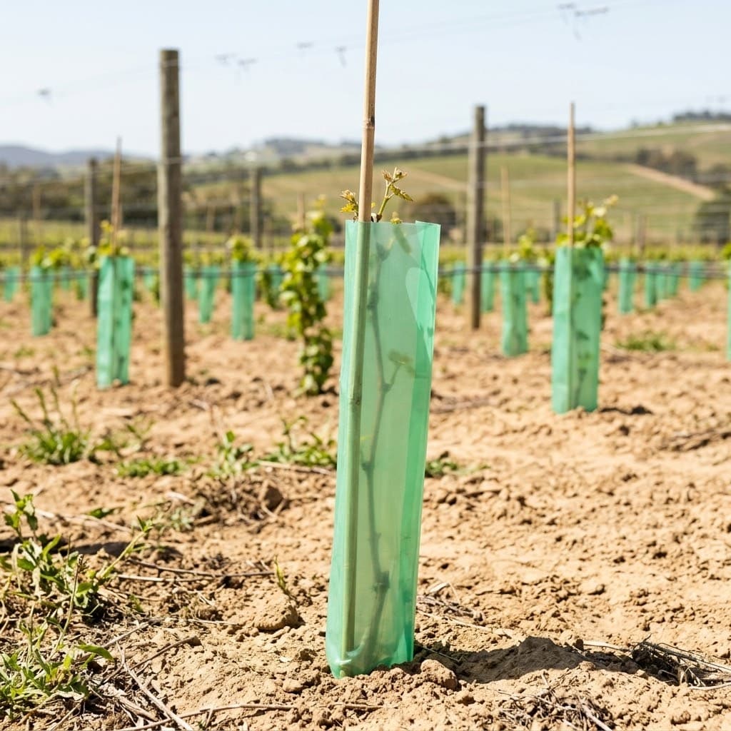 Green Vine Guard Sleeves (Light Duty) 450 × 135mm – 100 Micron, Roll of 600